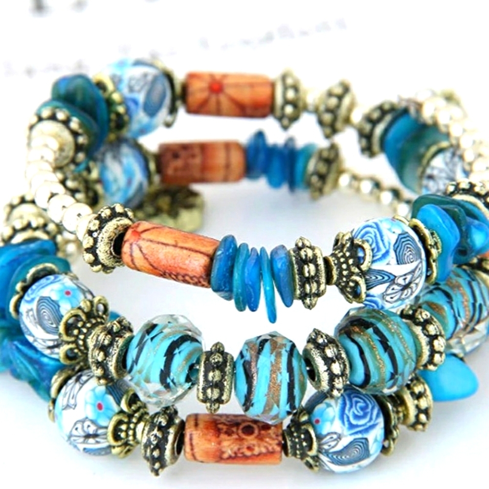 Bohemian Turquoise Metal Bead Bracelet